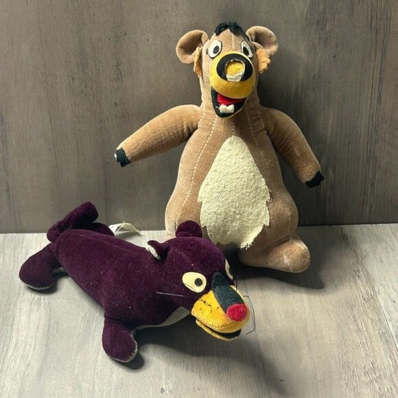 Vintage Disney Jungle Book Baloo & Bagheera Plush Stuffed Animals - READ - Picture 1 of 8